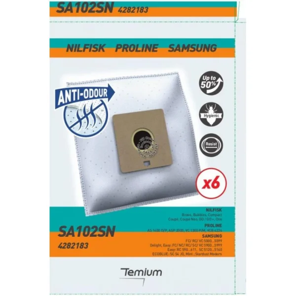 shopping pas cher Inconnu Sac Aspirateur Temium SA102SN ANTI-ODEUR 6 SACS 4